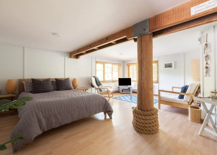 Kate Winslet’s former Japanese style Pole House in Cornwall is for sale at £600k, a rare stilted home designed by Barrie Briscoe with striking timber architecture.