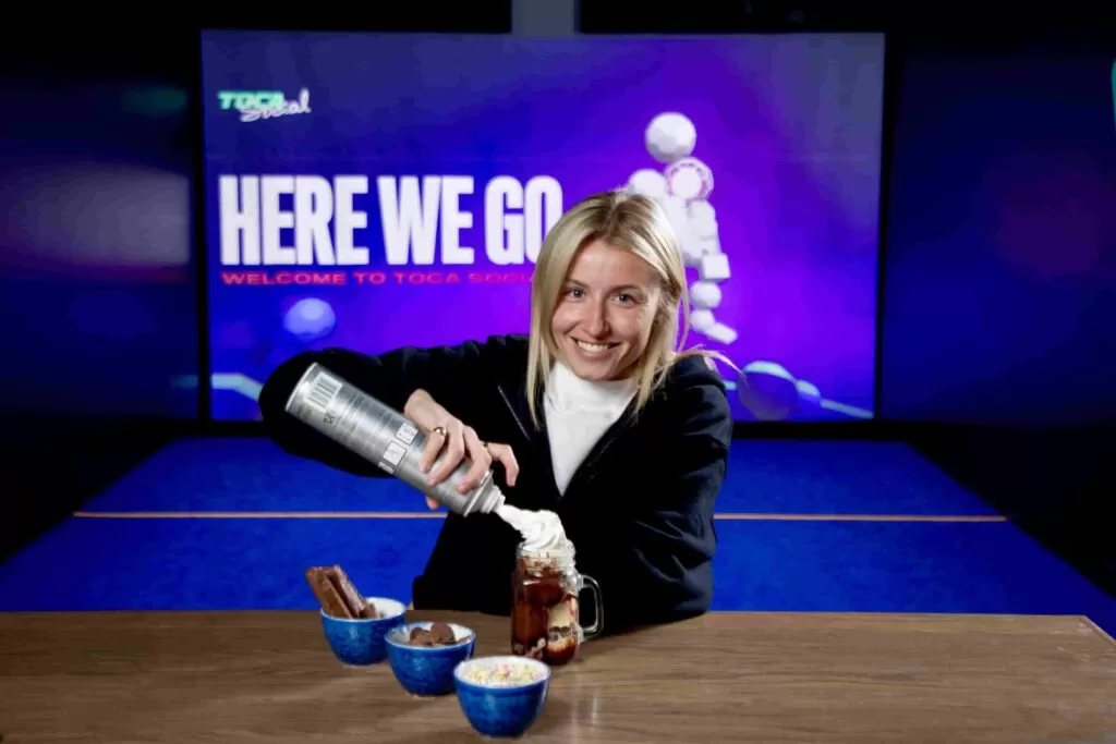 Leah Williamson launches Captain’s Choice sundae at TOCA Social for Women’s Euros, mixing chocolate favourites and raising funds for women’s football all summer.