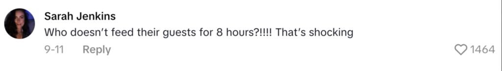 Social media comment on the post of A wedding guest sparked outrage after ordering pizza during an 8 hour food wait dividing TikTok as some slammed it as tacky while others said it was totally justified.